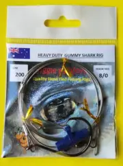Heavy Duty Hand tied Castable 200lb Stainless wire Gummy Shark rig, 8/0 hook