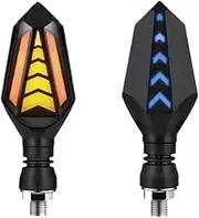 Motorcycle Indicators Turning For Y&AMAHA 12V 10mm Motorcycle Turn Signal Double Side Flow Direction Light Sequential Flowing Flash(2 X Amber Red)