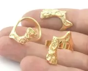 Organic Statement Adjustable Ring Shiny gold plated brass (7 - 9US size 4333