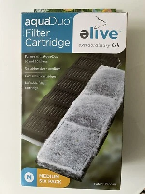 Elive AquaDuo Filter Cartridges Medium 6 Pack Aqua Duo 10 & 20 Filters Fish Tank