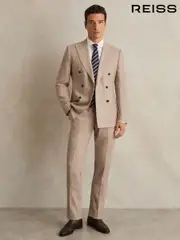 Reiss Oatmeal Brown Venus Wool-Blend Slim-Fit Suit Trousers (F97644) | $350