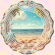 Wind Spinner 10" Beautiful Beach Blue Sky Sea Shells Double Sided WindSpinner