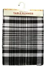 Nantucket Table Runner Plaid Black White Cabin Lodge Country Decor Rustic 14x36