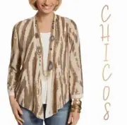 Chicos Gold Sequin Embellished Zebra Jacket Chicos 1 Size M