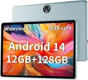 2024 Tablet 11 Inch Android 14 Tablets with Octa-Core, 12GB RAM 128GB ROM, 8000mAh Battery, Drop-Proof Case, TF 1TB, HD IPS Touchscreen, 5G/2.4G WiFi, Bluetooth 5.0, GPS, Split Screen (Blue)