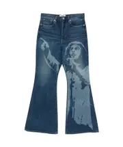 Jeans with belt loops S,M INDIGO X BEIGE