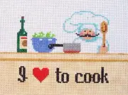 I Love to Cook Hand Painted Needlepoint Canvas