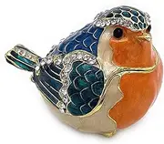[Generic] JWT Astyle Robin Bird Hinged Jewelry Box with Stones , Collectible Animal Trinket Box.Rings Earrings Storage Boxes,Bird Figurine Home Decor Gift.