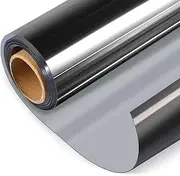HIDBEA One Way Window Film Daytime Privacy Window Tint for Home, UV Blocking Reflective Heat Control Glass Films Non-Adhesive Mirror Window Clings (Black-Silver, 23.6 Inch x 6.5 Feet)