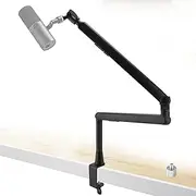 Microphone Boom Arm, 360° Rotatable Mic Stand, Low Profile Mic Arm, Mic Arm Desk Mount, Compatiblewith 3/8" 5/8" 1/4" Screw, for Podcasts, Gaming, Office, Recording (Raised Pole)