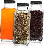 BCOATH 3Pcs Glass Bottles with Lids Juice and Milk Bottles for Kitchen Storage Versatile Glass Containers for Honey and Beverages