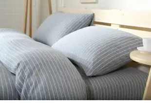 #S.S 可訂製無印良品風格天竺棉純棉材質雙人床包單人床包組 灰底白條紋 棉被床罩寢具 ikea hola muji