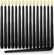 MTLEE 10 Inch Long Tapered Candle Stick Bulk Smokeless Unscented Burning Candle Paraffin Wax with Cotton Wick for Dinner Valentine Wedding Party Church(Black,16)
