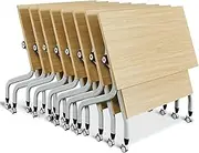 YVYKFZD Conference Table, Folding Conference Room Table, Mobile Meeting Table with Lockable Wheels, Stackable Training Table, for Office Schools Companies(8PCS,62.9"x19.6"x29.5")