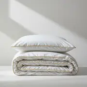 Plaza Collection White Quilt Cover Set - Gold Piping
