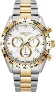 Roamer 850837 47 15 20 Monza 100 Chrono white silver gold Steel Men's Watch NEW