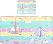 Cooling Baby Mattress Protector pad 28" x 52" Washable Bed pad for Kids Sailboat Island Cartoon