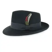 Belfry Gangster 100% Wool Stain Resistant Crushable Dress Fedora in Large Black