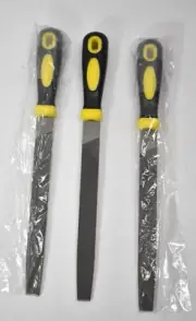 Lot of 3 Smooth Cut Rectangular Files 12" L x 7/8" W Yellow/Black Grip
