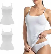[Risalti] Women's Bamboo Slim Shoulder Tank Top - Women's Underwear Elastic Breathable Seamless Top for Women Made in Italy