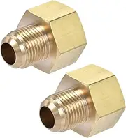 uxcell Brass Pipe fitting, 3/8 SAE Flare Male 1/2 SAE Female Thread, Tube Adapter Connector, for Air Conditioner Refrigeration