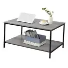 SENIG 2-Tier Coffee Table with Storage Shelf for Small Living 31.5in Grey Oak