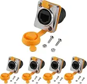 5PCS RJ45 Panel Mount Coupler, D-Type RJ45 Panel Connector, CAT6/5E/CAT5 Female to Female LAN Network Bulkhead Pass Through Socket with Cap
