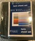 Shavel Micro Flannel 3Pc Twin-Sheet Set Soft & Warm Dark Gray Accent~ NEW