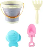 Beach Toys Set for Kids 4 PCS Beach Toys with Bucket, Spade, Rakes and Marine An