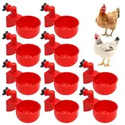 10pcs Chicken Drinking Cup Automatic Drinker Chicken Feeder Plastic Poultry Waterer Drinking Water Feeder for Chicks Duck Goose Quail