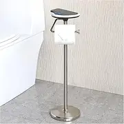[zccz] Toilet Paper Holder Stand with Shelf, Freestanding Toilet Paper Roll Holder Bathroom Tissue Roll Toilet Roll Holder Dispenser Stand Reserve Storage 5 Tissue Rolls - Brushed Nickel