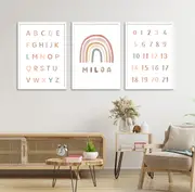[Namly Design] Poster - Rainbow, Numbers, Alphabets / Custom Text / Set of 3