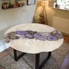 White Agate Coffee Table Top Center Purple Agate Stone Table Top Decor