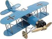 EXQUIMEUBLE Retro Iron Metal Model Airplane Wooden Decor Desk Shelf Ornament Vintage Model Kit