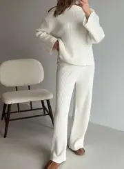[aim'n] Off-White Rib Knit Pants