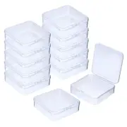12Pcs Small Plastic Beads Storage Containers with Lids (Square, 3.3x3.35x1.02In)