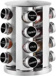 Countertop Revolving Spice Rack, 16-Jars Stainless Steel Spice Rack Organizer, r