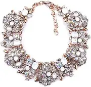 [Zthread] Bib Statement Necklace Colorful Glass Crystal Collar Choker Necklace for Women Fashion Accessories