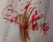 Art Print of Sketch Drawing by Dave jr. Markers Abstract Apple Tree Swing Figure