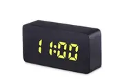 TODO LED Digital Alarm Clock 3 Alarm 115 Colour Display USB Power Woodgrain - Black