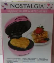 NOSTALGIA MINI HEART Valentines WAFFLE MAKER ELECTRIC 5 INCH PINK NEW IN BOX