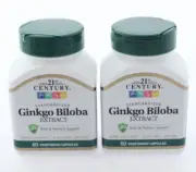 2-PACK/ 21st Century Ginkgo Biloba Extract Veg Capsules, - 60 Count - EXP: 03/26