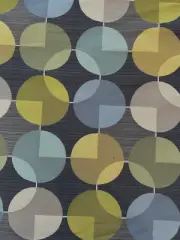 Mid-Century Vtg Woven Atomic Upholstery Fabric Geometric Circles Shapes Blues