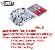 Scaffolders Spanner Wrench Hammer Holder Belt Clip Fixed Carabiner Hook+Ring #5