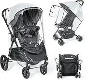 Orzbow Universal Rain Cover Pram, Breathable Pushchair Rain Cover with Window, Odourless Rain Cover Buggy with Food-Grade EVA, Convenient Installation, Extremely Waterproof, PVC Black
