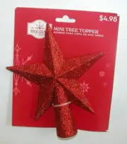 NEW NWT Red Star Christmas Mini Tree Topper 1 inch 5 X 5 3/4