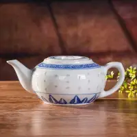在飛比找樂天市場購物網優惠-景德鎮釉下彩青花玲瓏柿果壺 傳統陶瓷茶壺 居家懷舊傳統老壺油