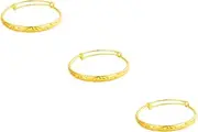 [Kisangel] 3 pcs womens bangles bracelets gold plated bracelet women bracelets golden wrist bracelet jewelry adjustable bracelet adjustable bangle gold Five Petals Golden Bracelet wristband