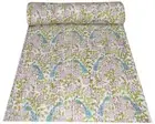 Indian HandBlock Cotton Queen Floral Print Kantha Throw Reversible Bedding Quilt