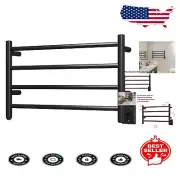 Chic Matte Black Towel Heater - 4 Bar Electric Warmer with Overheat Protection